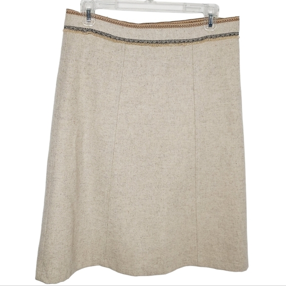 Gap Vintage Cream Wool Blend A Line Skirt Size 8 Western Aztec Trim Yellowstone - Picture 1 of 15